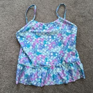 Speedo Kid's Size 16 Tankini Swim Top in Multicolor Geometric Print Mermaidcore